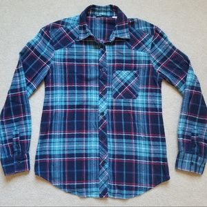 🍕 Women's BDG Blue Plaid Button Down Shirt SMALL